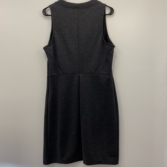 Dark heather gray professional dress- sleeveless knit sheath dress - Picture 2 of 6